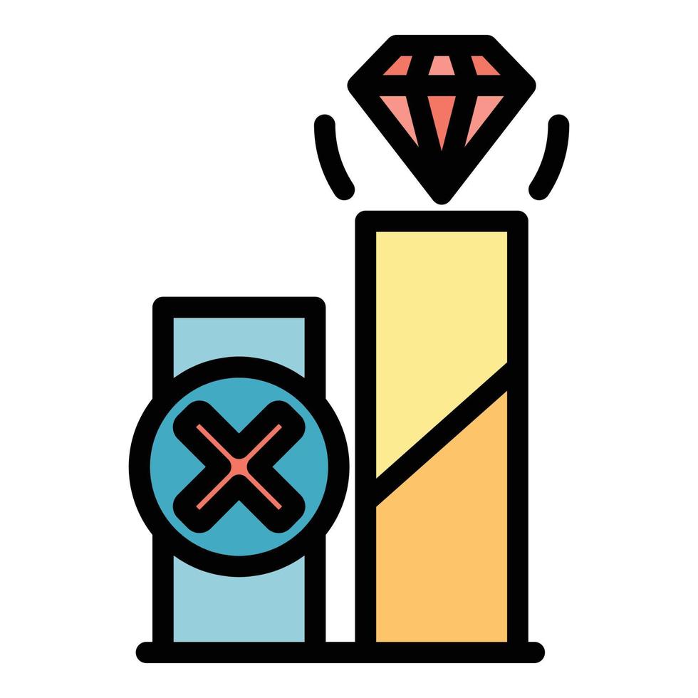 Diamond product review icon color outline vector