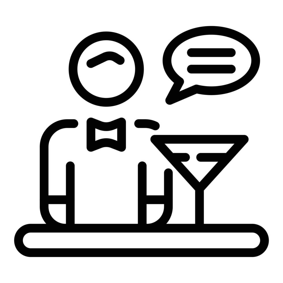 Butler cocktail icon, outline style vector