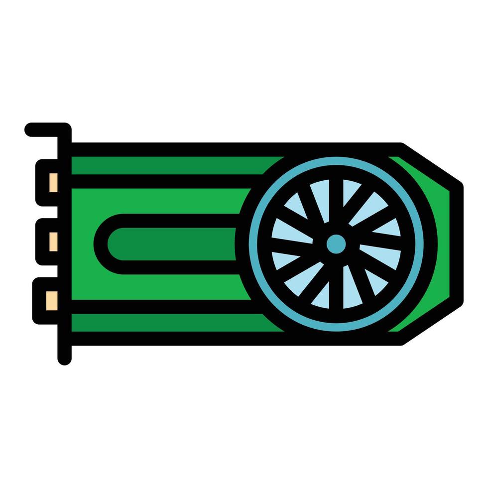 Computer graphic card icon color outline vector