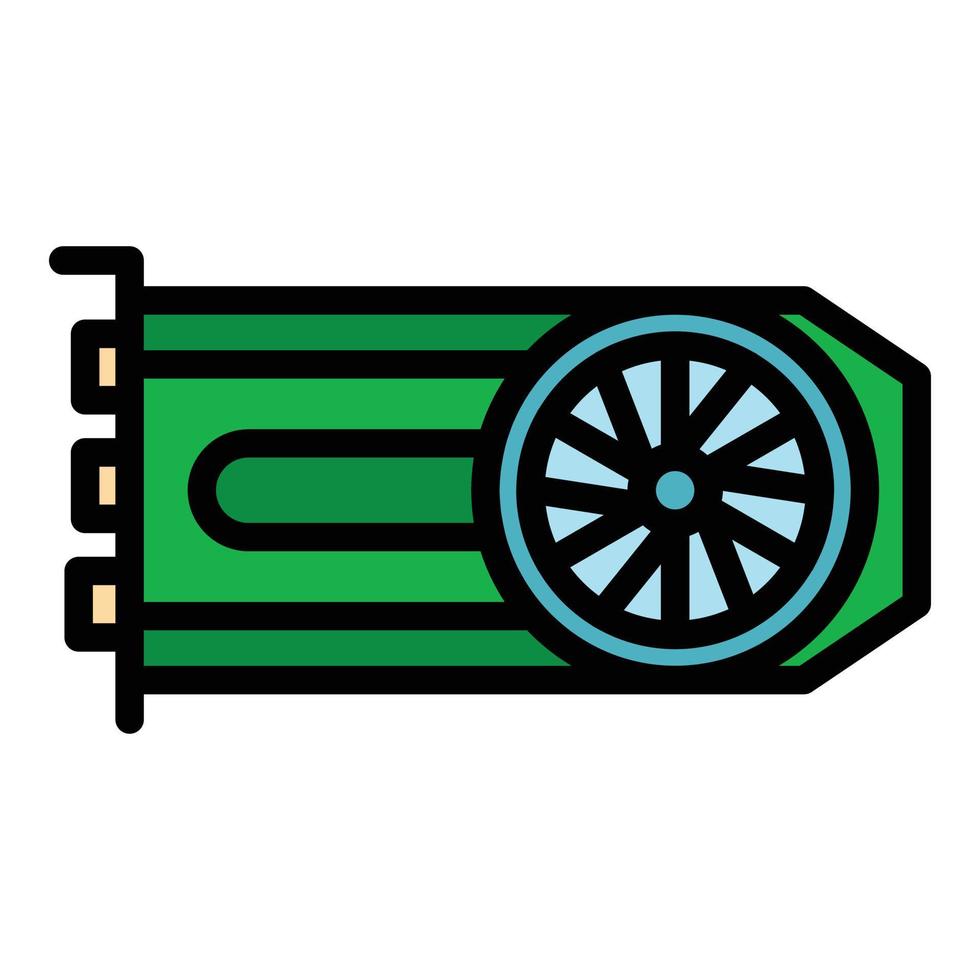 Computer graphic card icon color outline vector