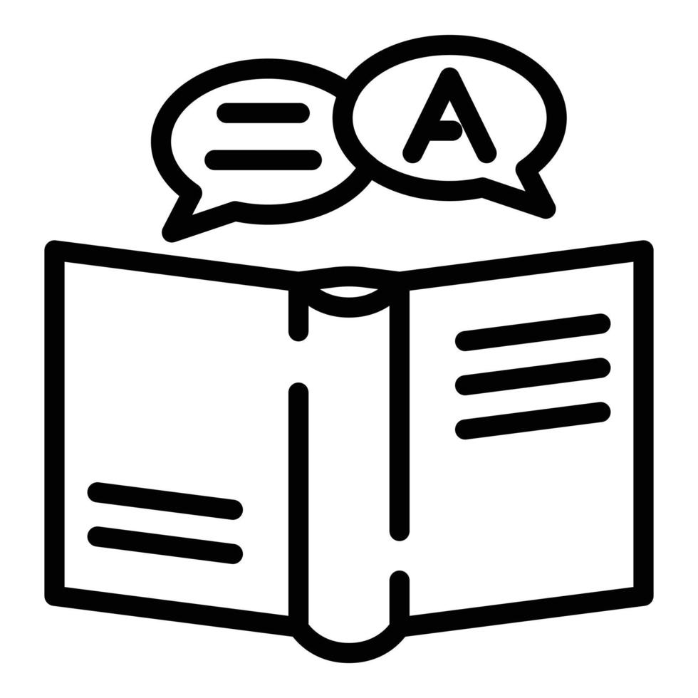 Read book translator icon, outline style vector