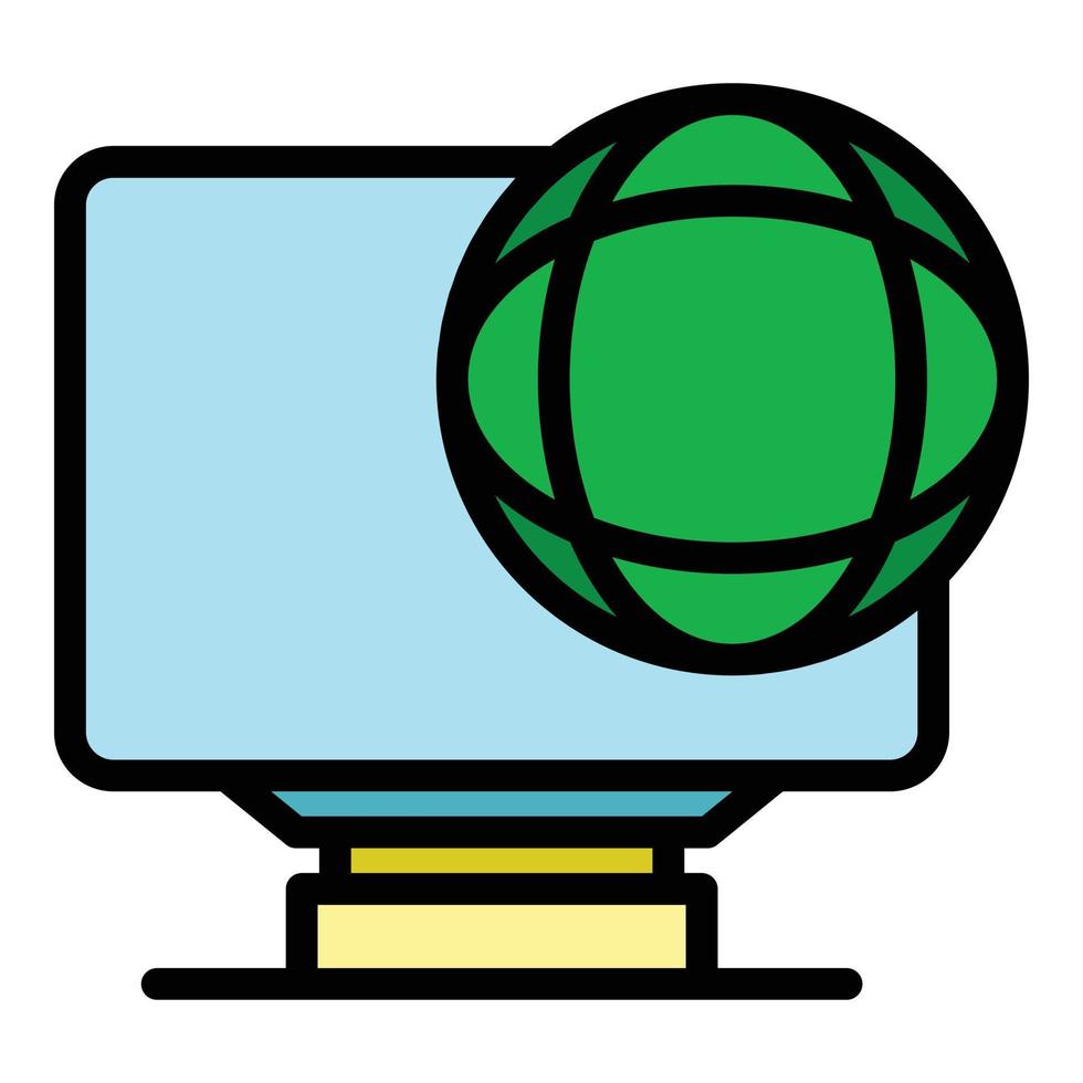 Global monitor icon color outline vector