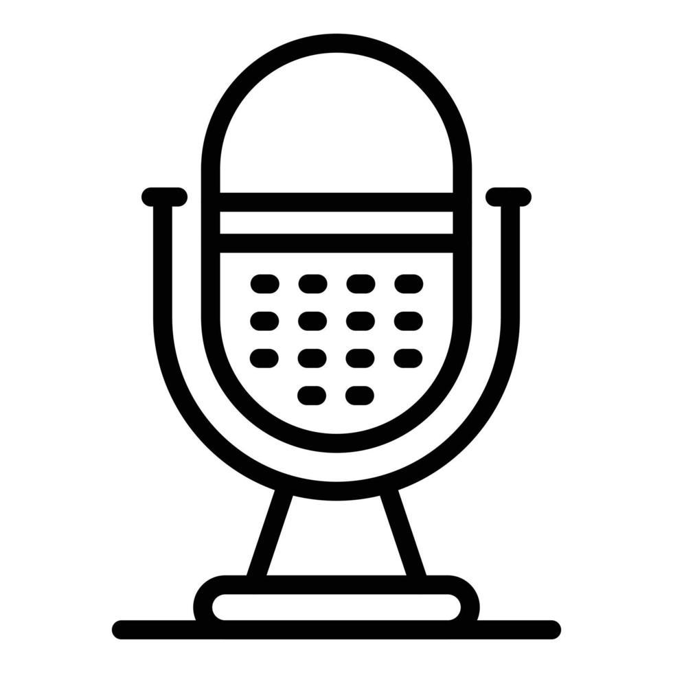 icono de micrófono de podcast, estilo de esquema vector