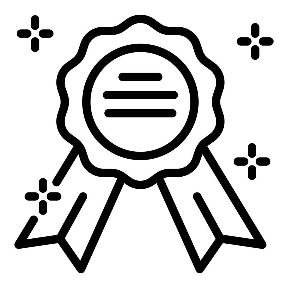 Award with ribbons icon, outline style vector