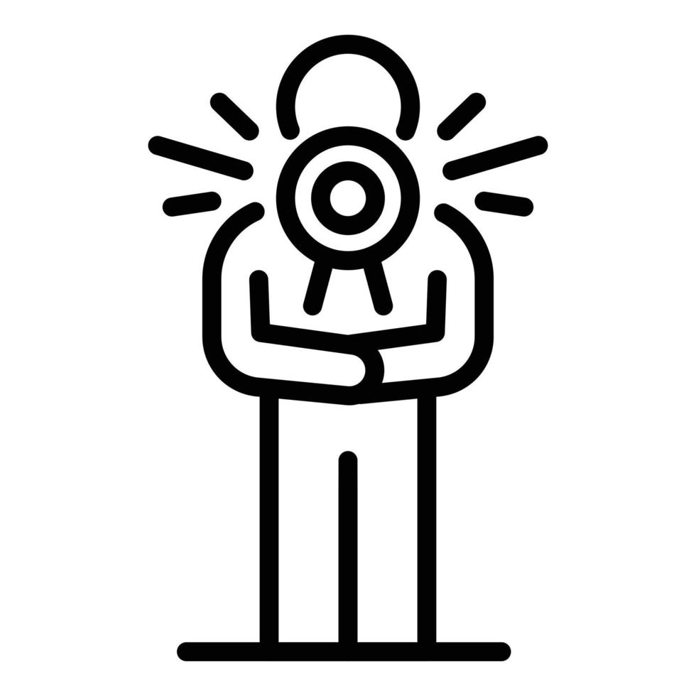 Person with a megaphone icon, outline style vector