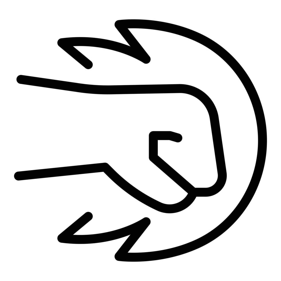 Fist flame icon, outline style vector