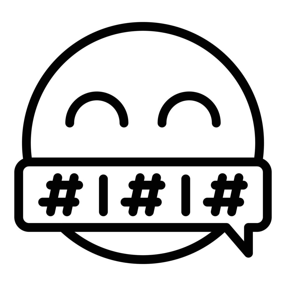 Smiley censorship icon, outline style vector