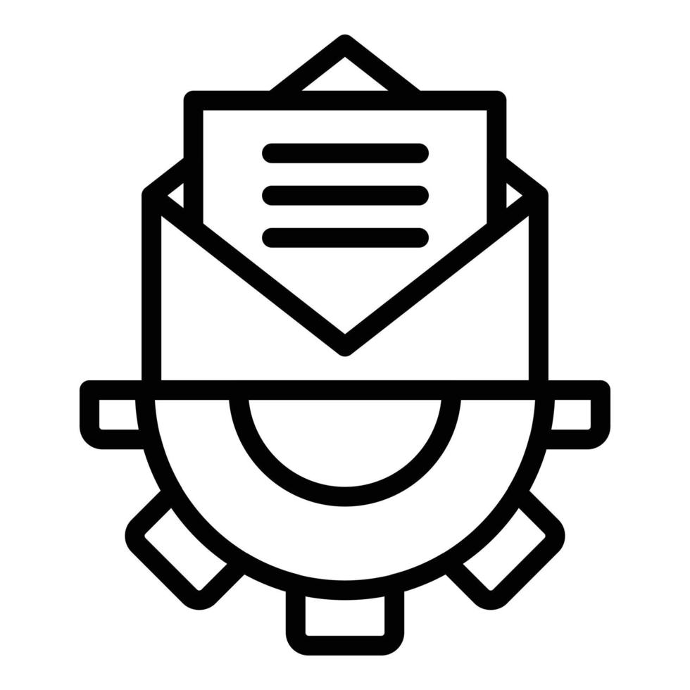 icono de rueda de correo de engranaje, estilo de esquema vector
