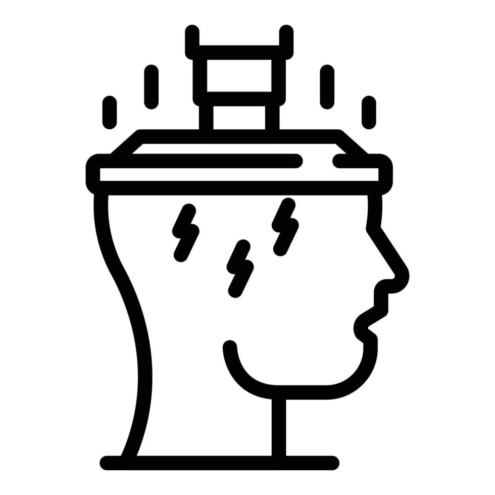 Brain pressure icon, outline style vector