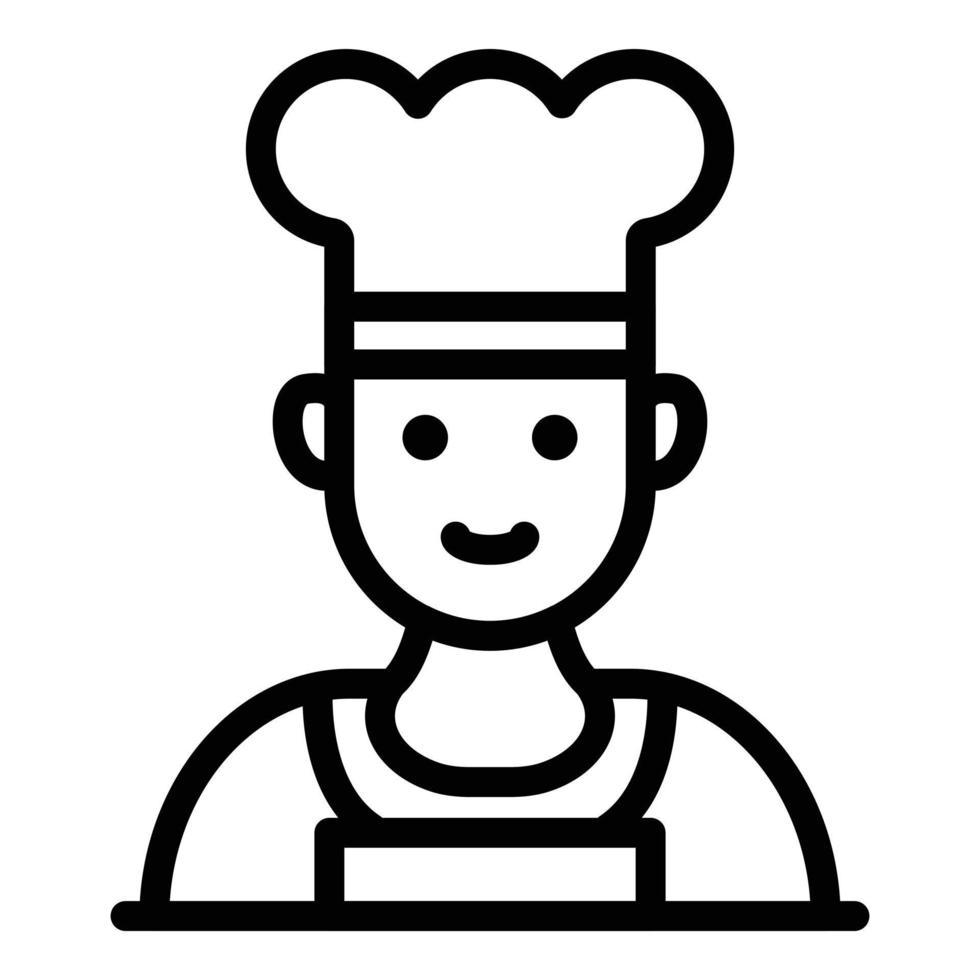 Chef in a hat icon, outline style vector