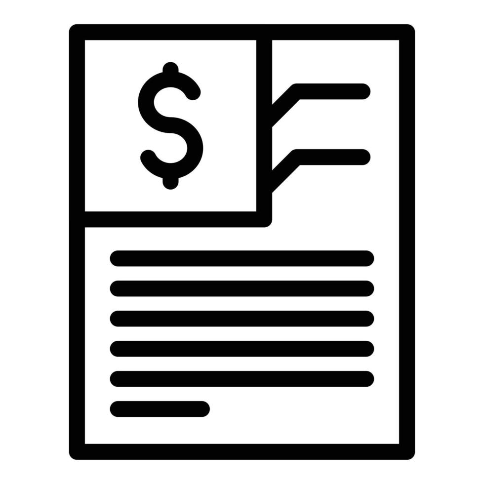 vector de contorno de icono de papel de factura. pago de la factura