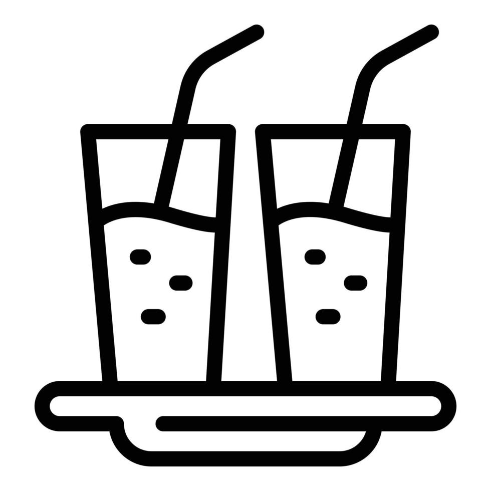 Two glasses on a tray icon, outline style vector