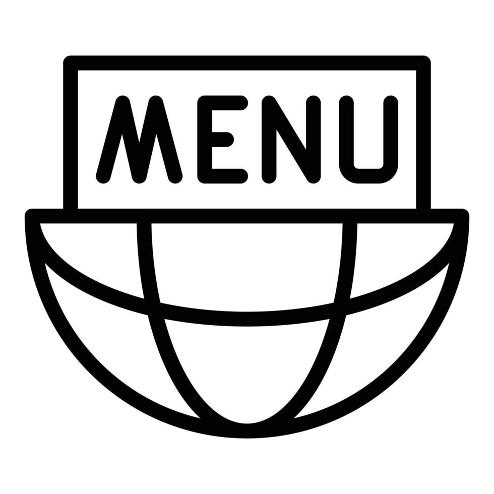 Menu and half globe icon, outline style vector