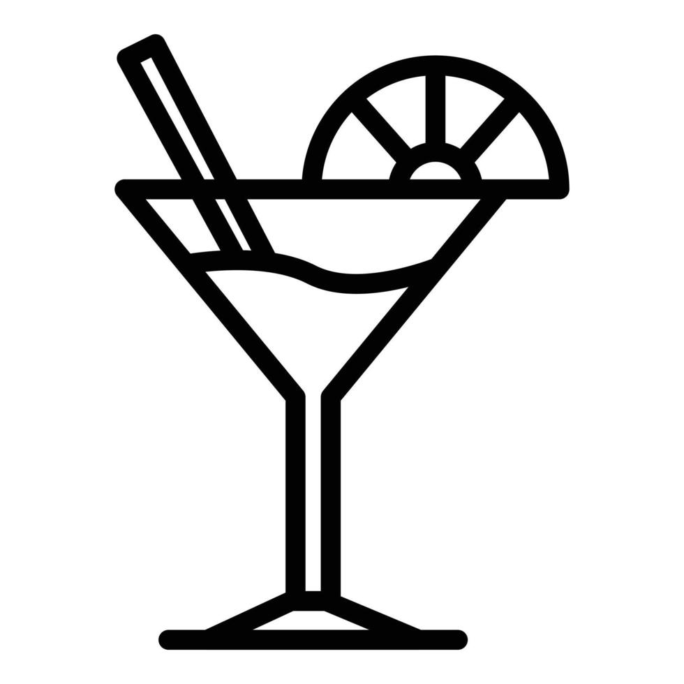 Martini glass and lime slice icon, outline style vector