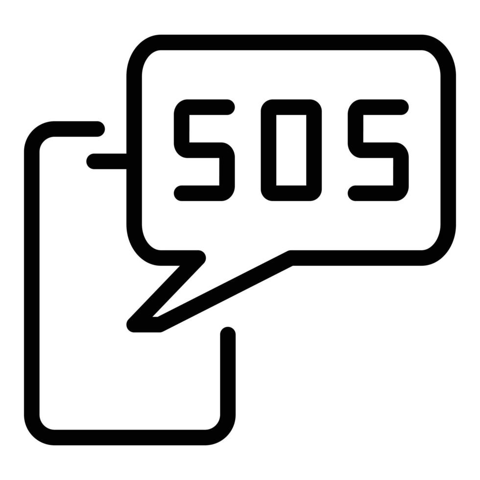 vector de contorno de icono de sos de smartphone. llamada de emergencia