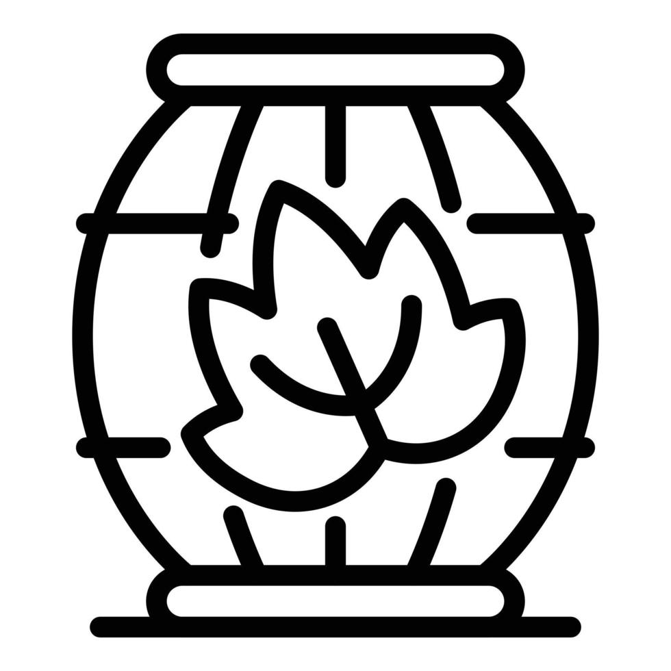 Barrel and leaf icon, outline style vector