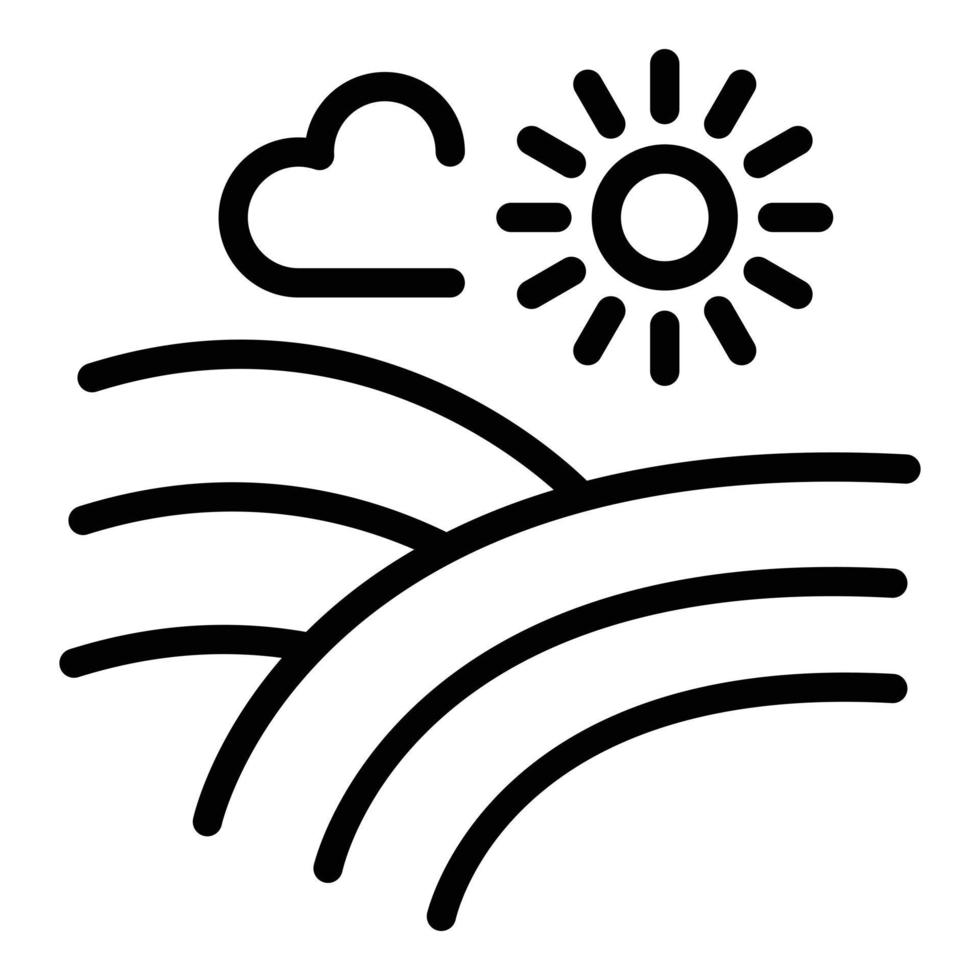 Rainbow sun and cloud icon, outline style vector