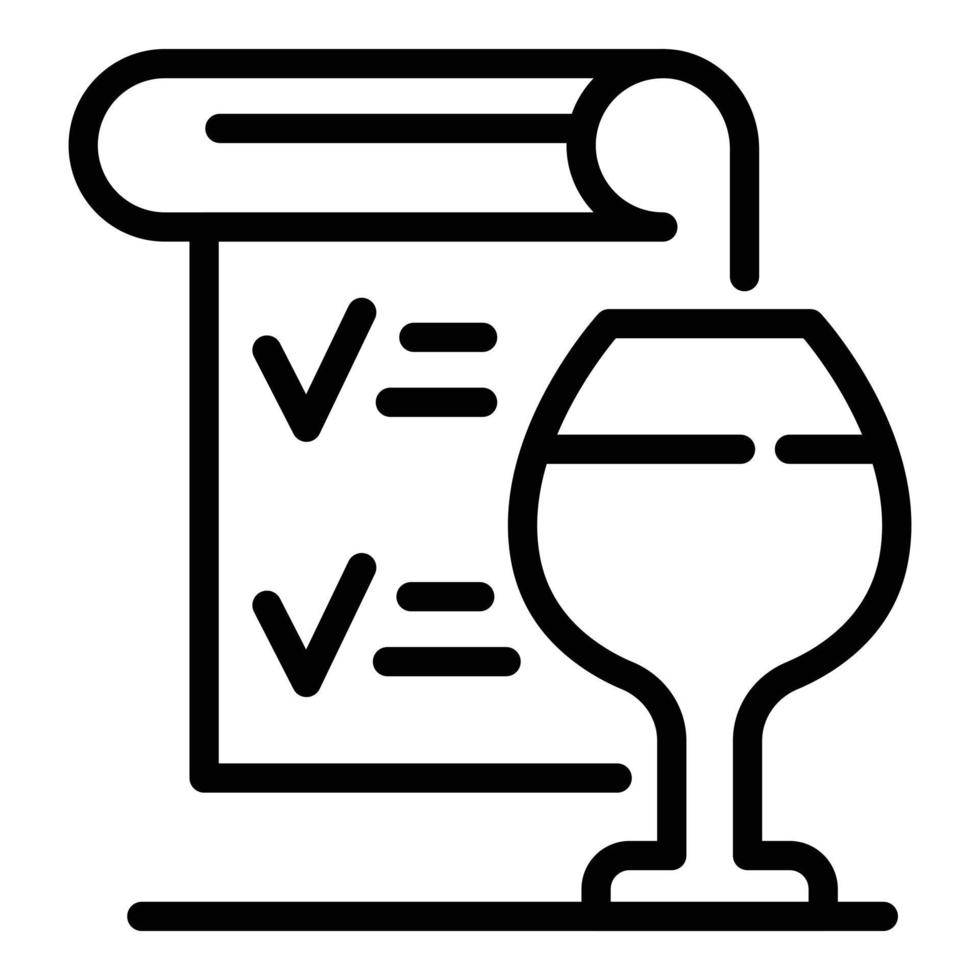 icono de menú de vinos, estilo de contorno vector