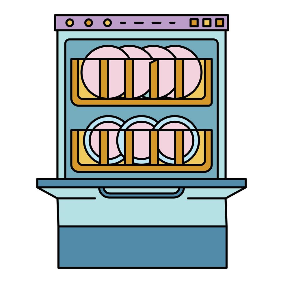 Full dishwasher icon color outline vector