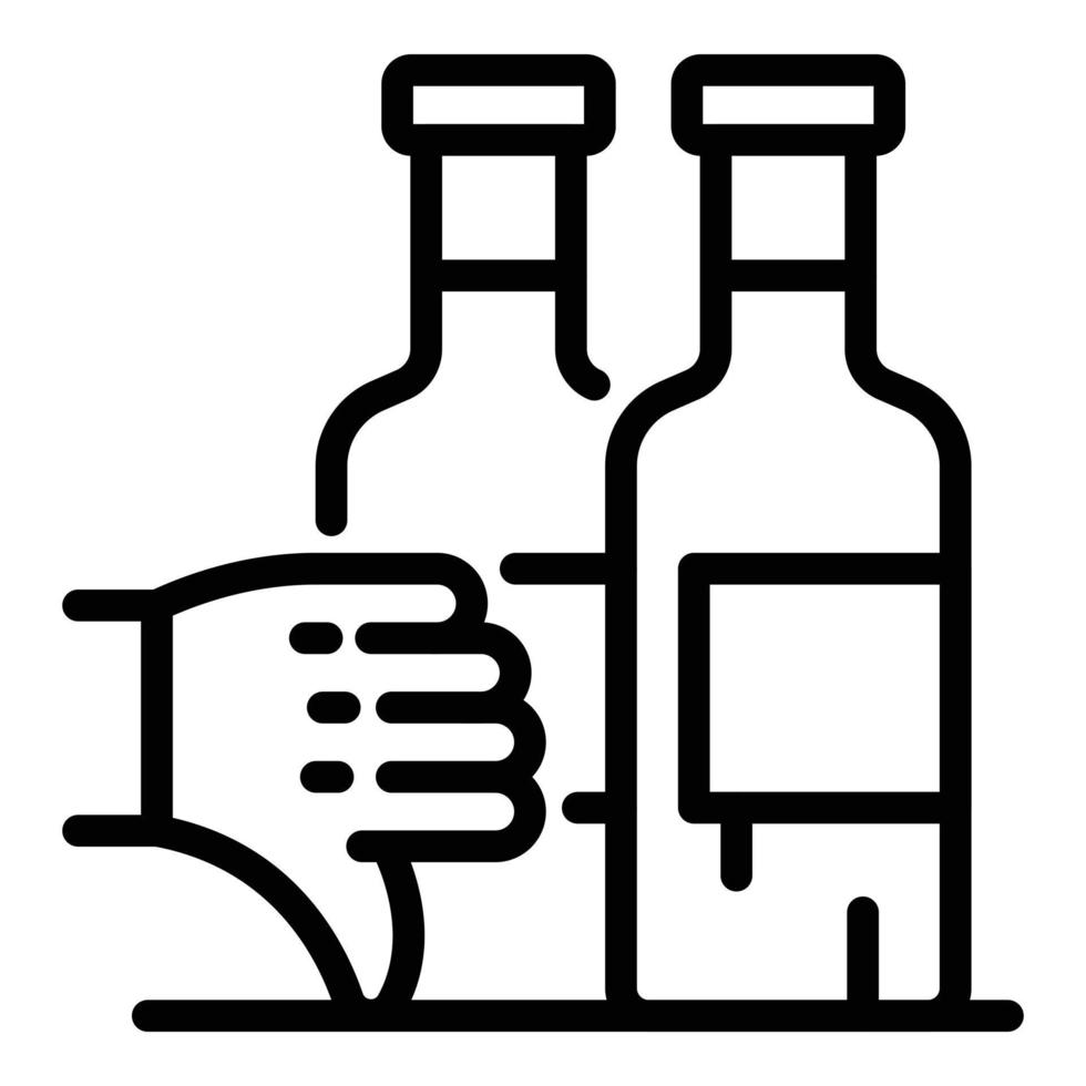 icono de vino de mala calidad, estilo de contorno vector