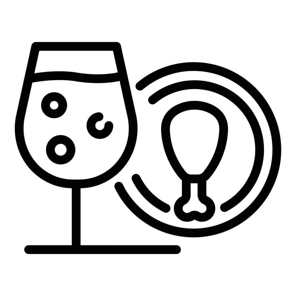 Champagne glass and thigh icon, outline style vector