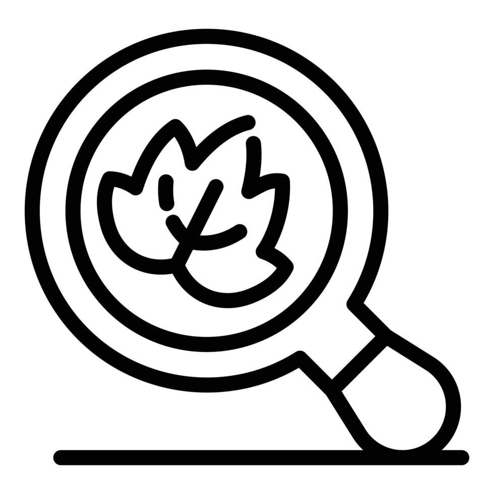 Grape leaf and magnifier icon, outline style vector