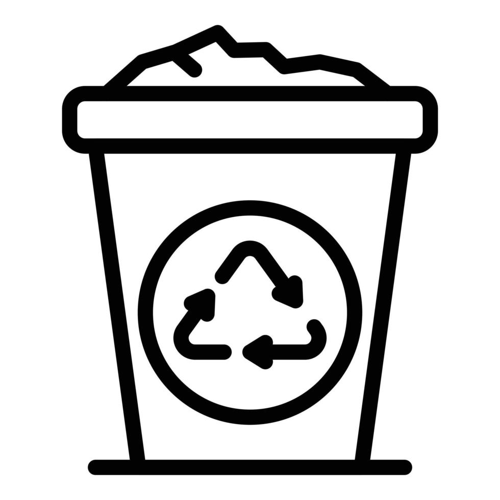 Trash container icon, outline style vector