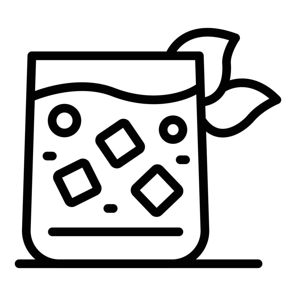 vaso con un icono de cóctel, estilo de esquema vector