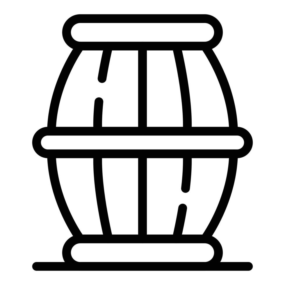 icono de barril de madera, estilo de contorno vector