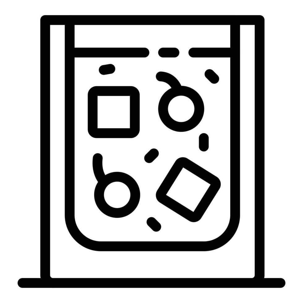 Glass with drink and ice icon, outline style vector