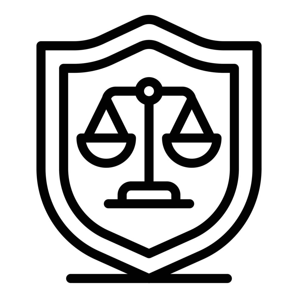Judge shield balance icon, outline style vector