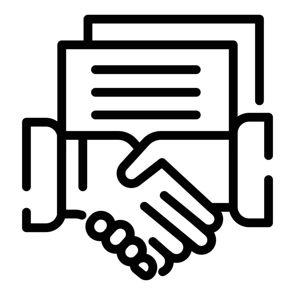 Notary judge handshake icon, outline style vector