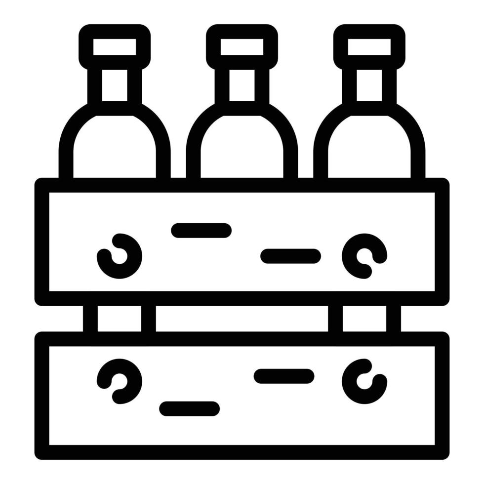 Box of wine bottles icon, outline style vector