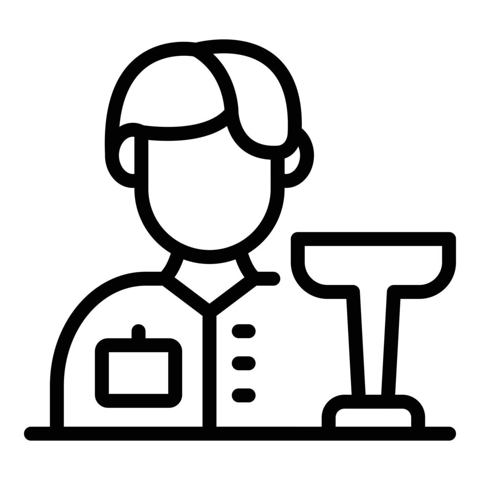 Bartender and a glass icon, outline style vector