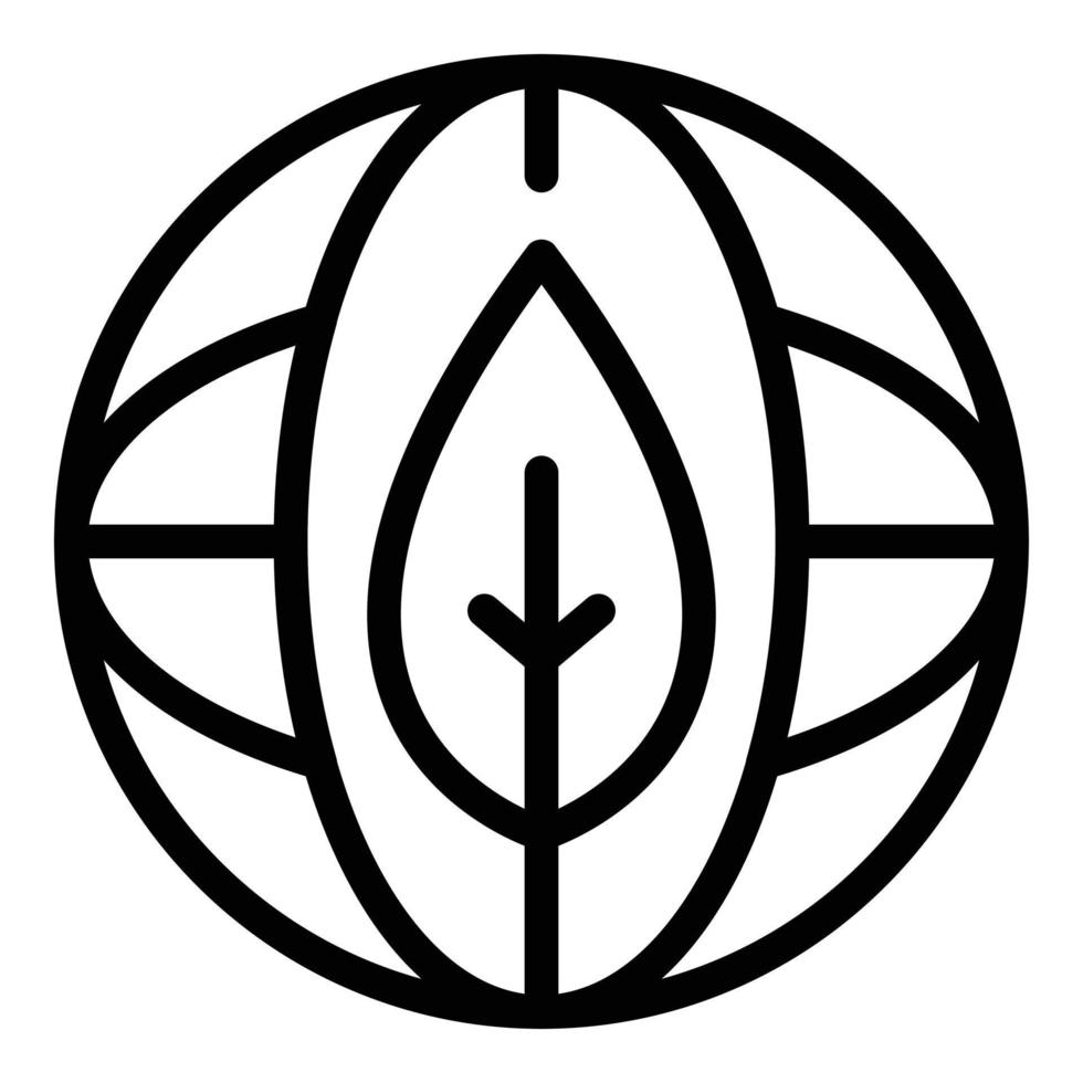 Leaf on the globe icon, outline style vector