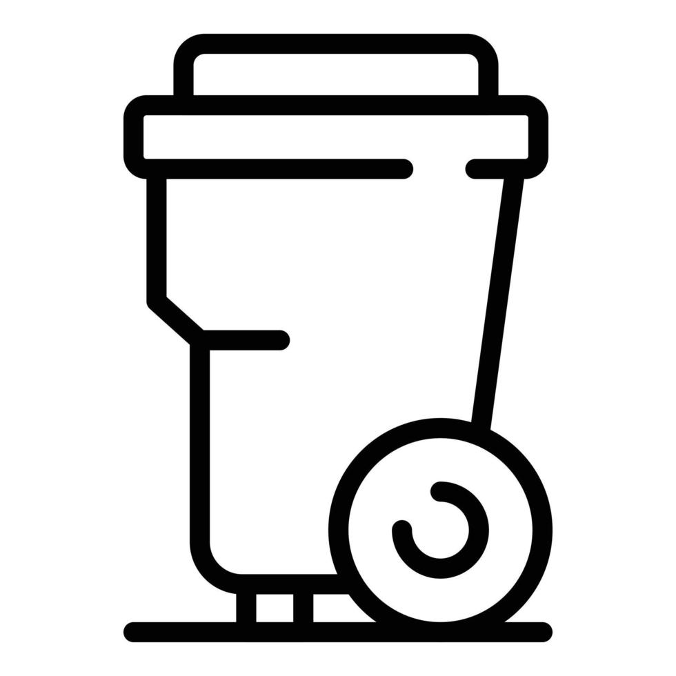 Plastic trash can icon, outline style vector