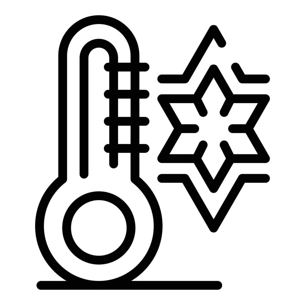 Snowflake and thermometer icon, outline style vector