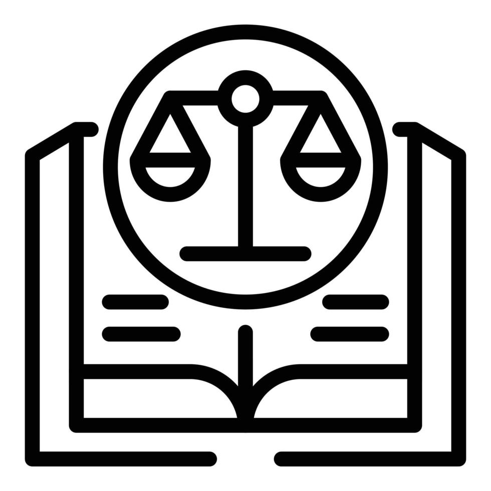 Judge book icon, outline style vector