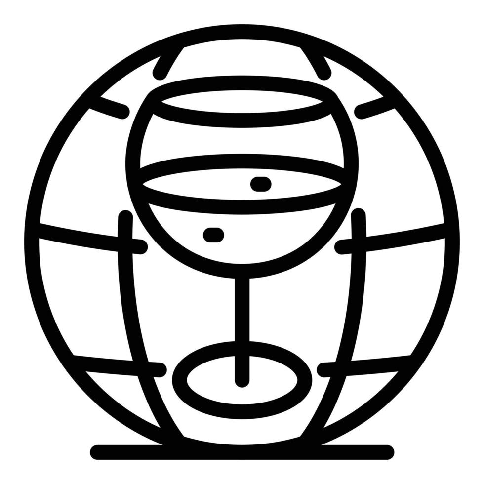 Glass and globe icon, outline style vector