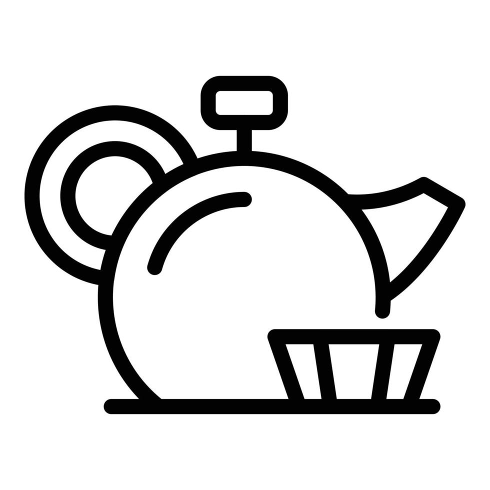 Teapot and tea bowl icon, outline style vector