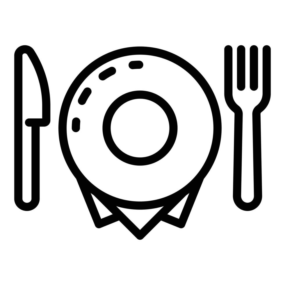 Plate fork and knife icon, outline style vector