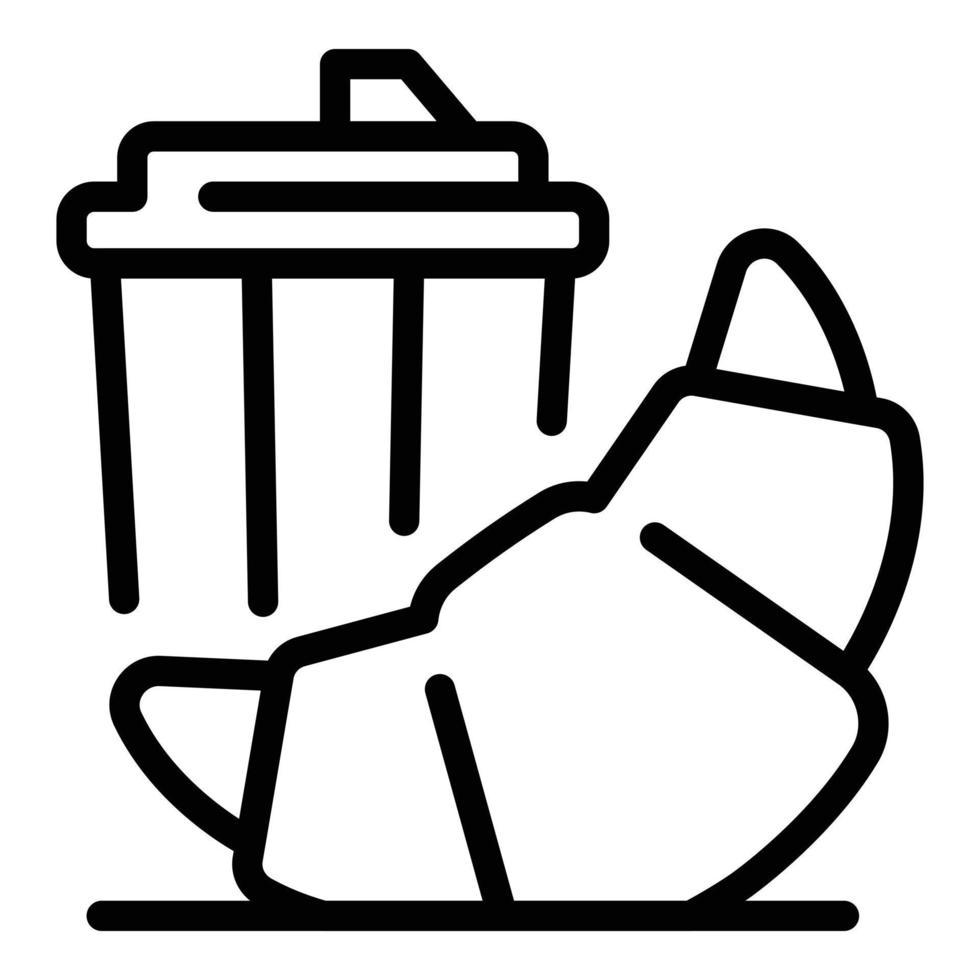 Croissant and coffee to go icon, outline style vector