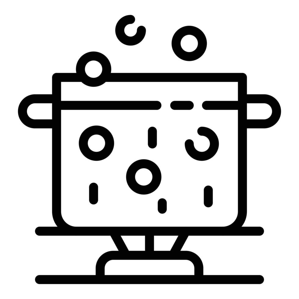 Boiling water in a pot icon, outline style vector