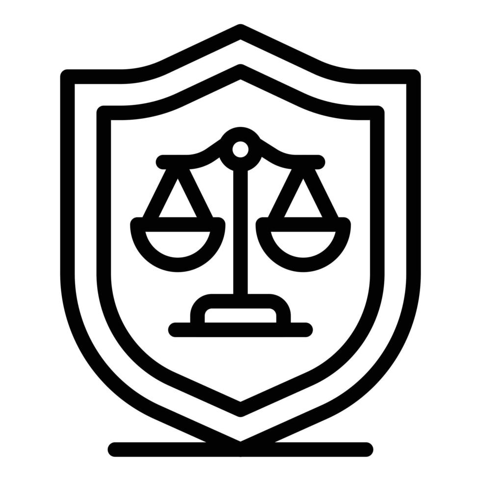 icono de escudo de equilibrio de juez, estilo de esquema vector