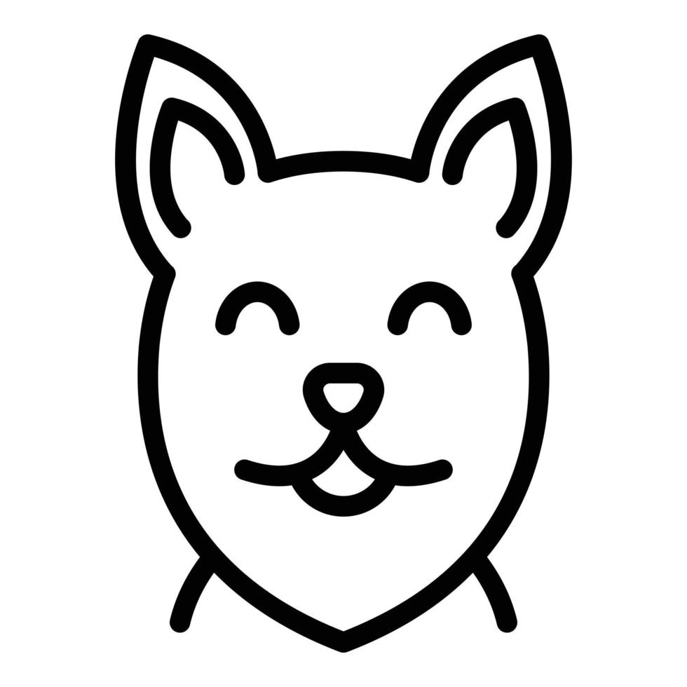 Happy dog face icon, outline style vector