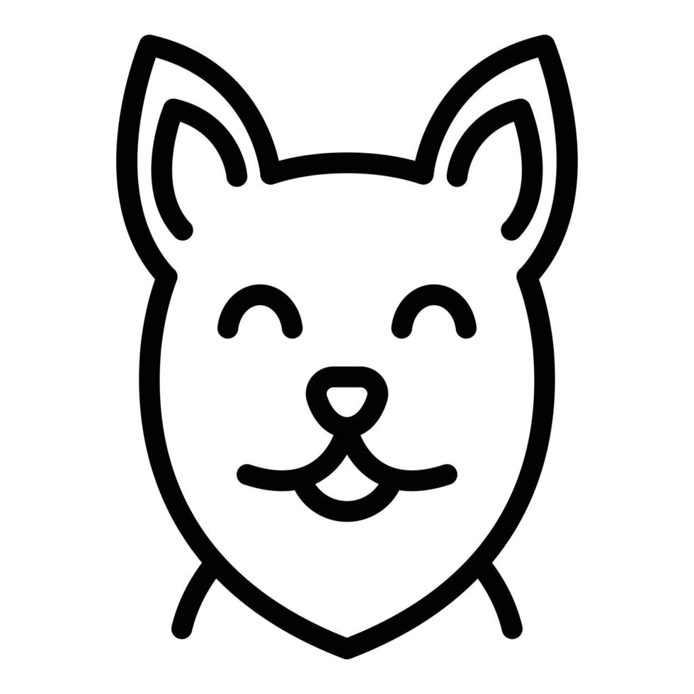 icono de cara de perro feliz, estilo de contorno vector