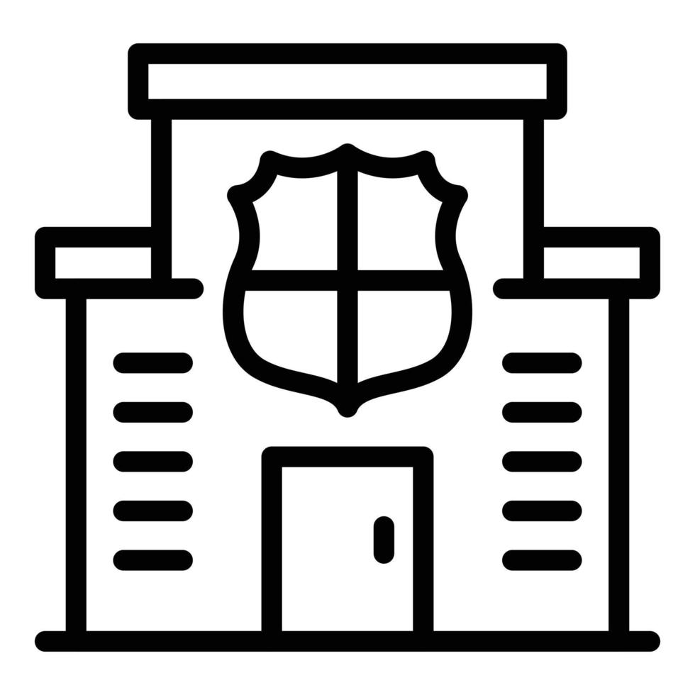 Police station building icon, outline style vector