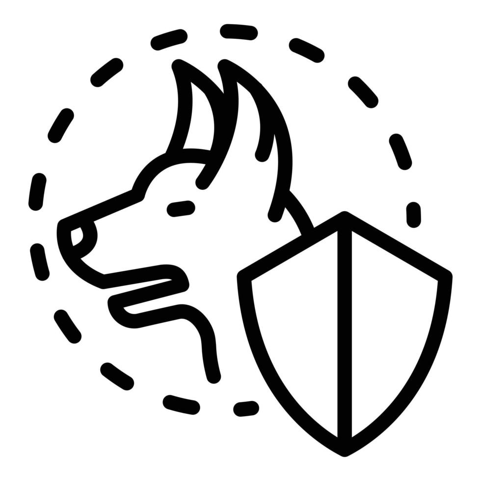 icono de protección de perro canino, estilo de contorno vector
