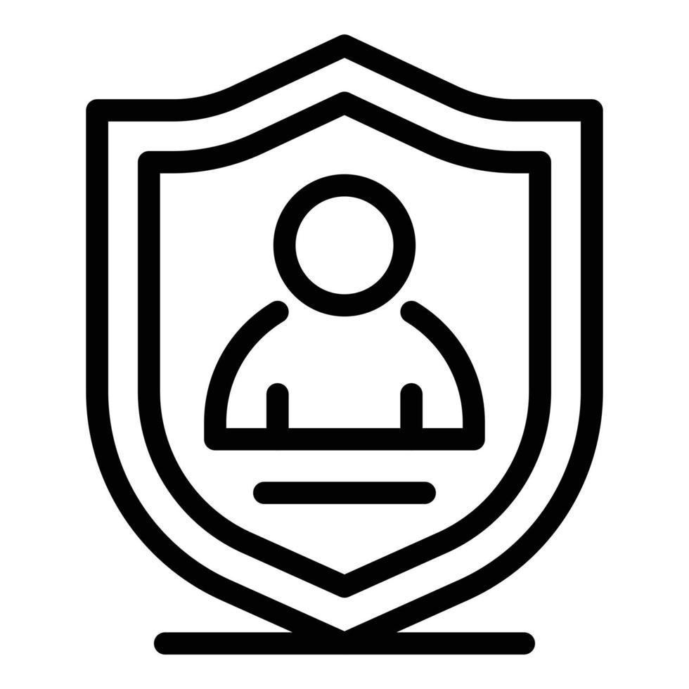 Personal secured shield icon, outline style vector