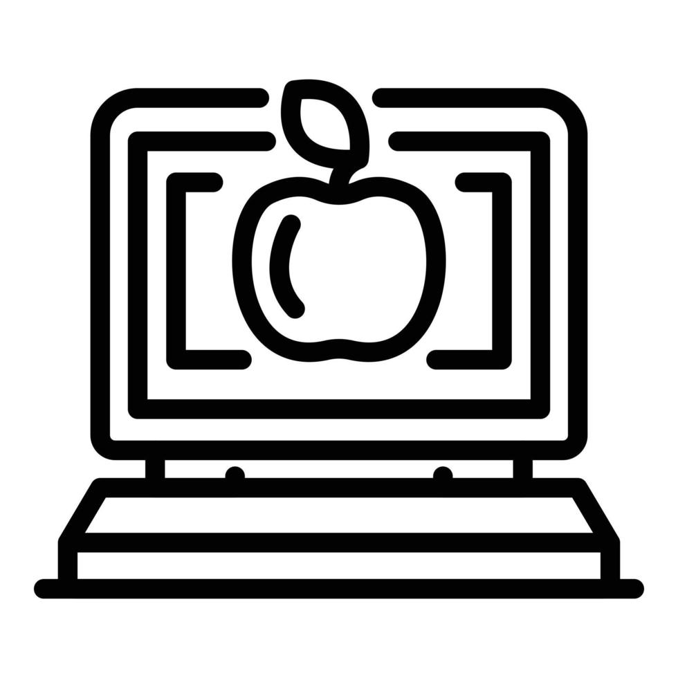 Computer foreign language study icon, outline style vector